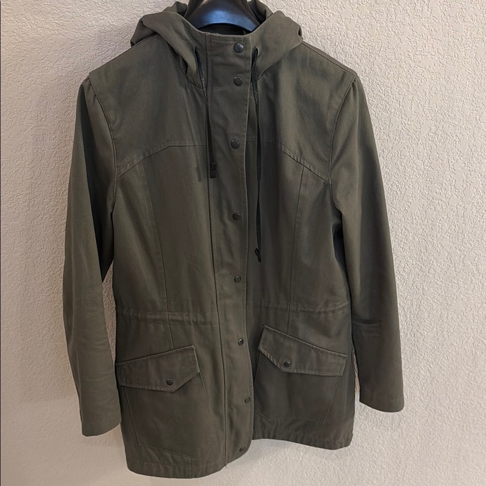 Betabrand Women’s Olive Hooded Utility Jacket